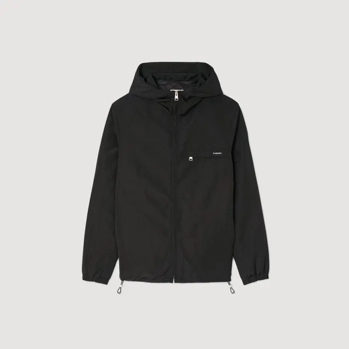 Men Jackets SANDRO Nylon Windbreaker Black