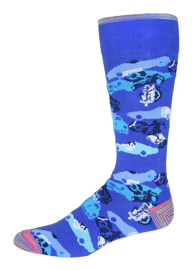 Men JUNK YARD MENS KNIT SOCKS Blue Robert Graham Socks