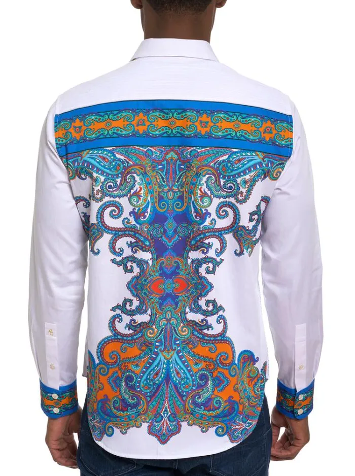 Men LIMITED EDITION THE PLEIADES LONG SLEEVE BUTTON DOWN SHIRT White Robert Graham Button Down Shirts