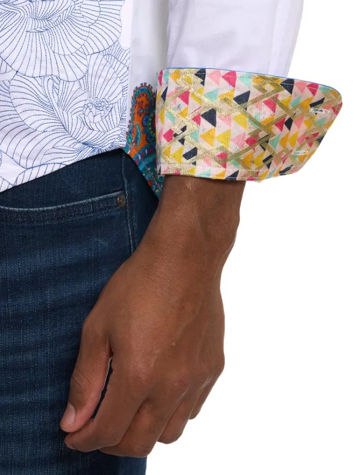 Men LIMITED EDITION THE PLEIADES LONG SLEEVE BUTTON DOWN SHIRT White Robert Graham Button Down Shirts