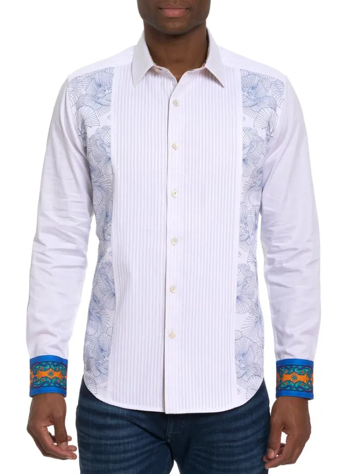 Men LIMITED EDITION THE PLEIADES LONG SLEEVE BUTTON DOWN SHIRT White Robert Graham Button Down Shirts