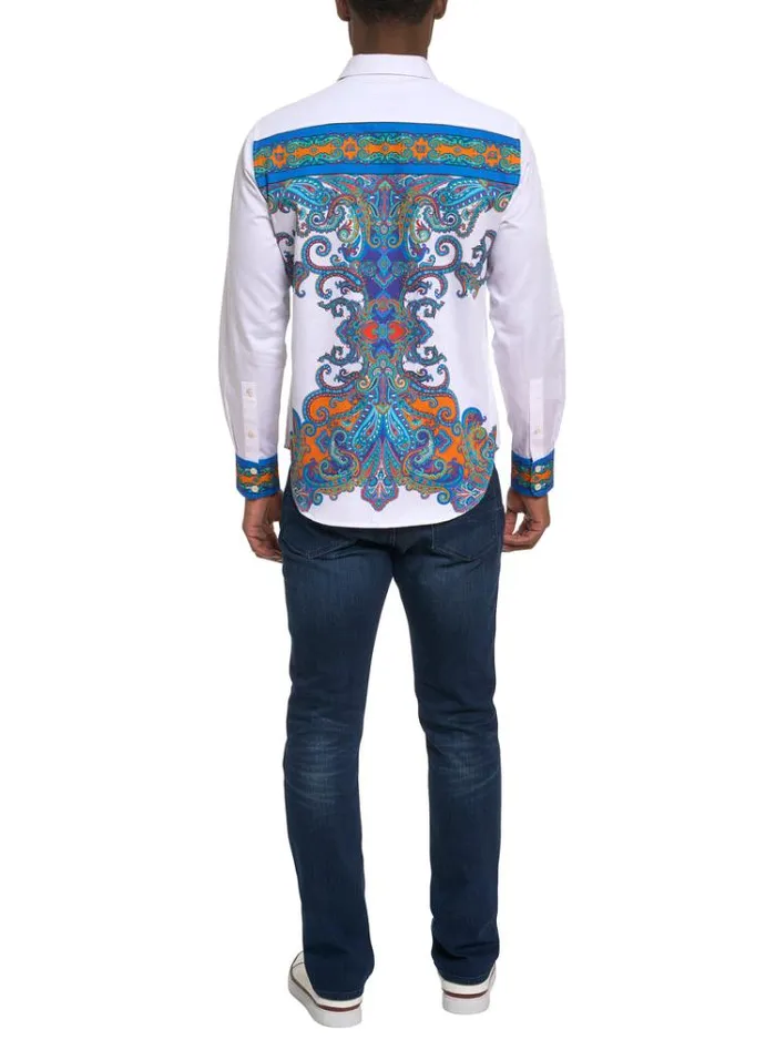 Men LIMITED EDITION THE PLEIADES LONG SLEEVE BUTTON DOWN SHIRT White Robert Graham Button Down Shirts