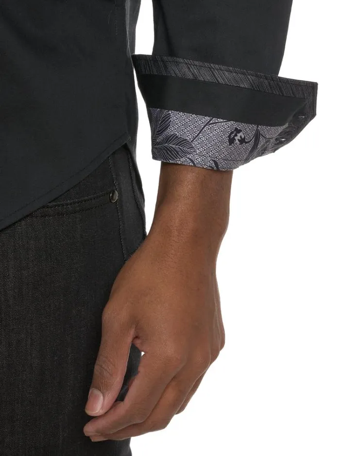 Men MAN CAVE LONG SLEEVE BUTTON DOWN SHIRT Black Robert Graham Button Down Shirts