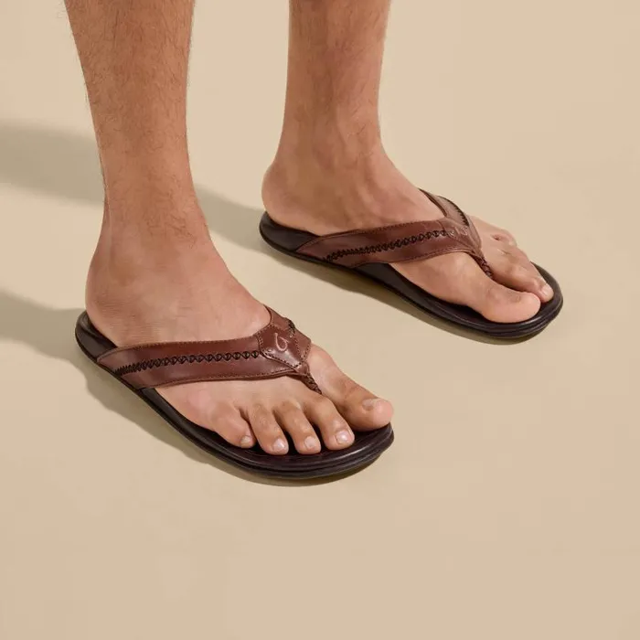 Men Mea Ola Mens Leather Beach Sandals Tan Dark Java Olukai Leather Men Mea Ola Mens Leather Beach Sandals Tan Dark Java Olukai Leather