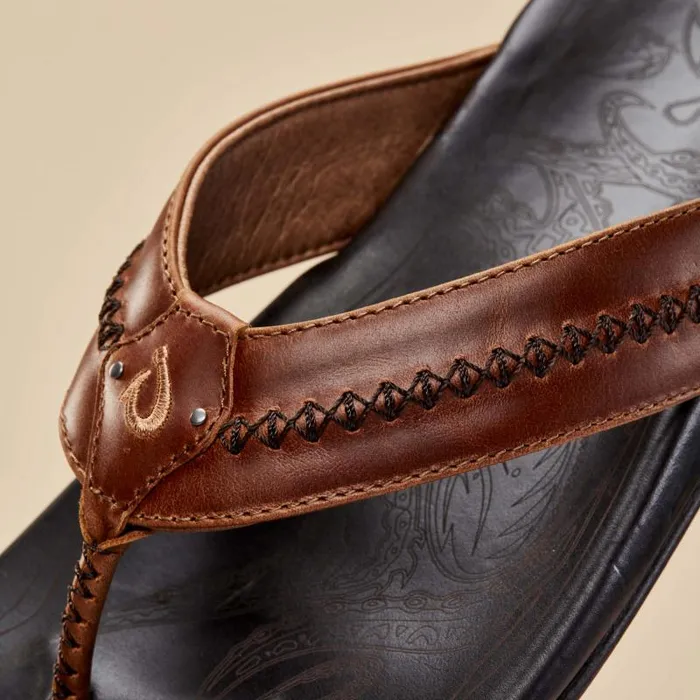 Men Mea Ola Mens Leather Beach Sandals Tan Dark Java Olukai Leather Men Mea Ola Mens Leather Beach Sandals Tan Dark Java Olukai Leather