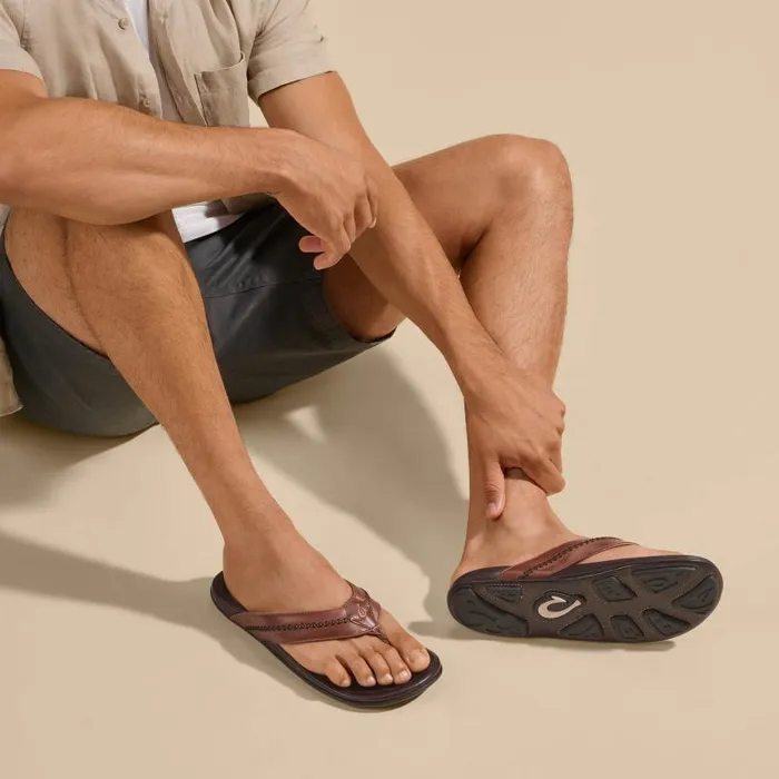 Men Mea Ola Mens Leather Beach Sandals Tan Dark Java Olukai Leather Men Mea Ola Mens Leather Beach Sandals Tan Dark Java Olukai Leather