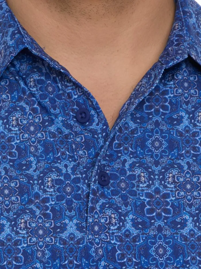 Men MEDALLION TILES PERFORMANCE POLO Navy Robert Graham Polos and TShirts
