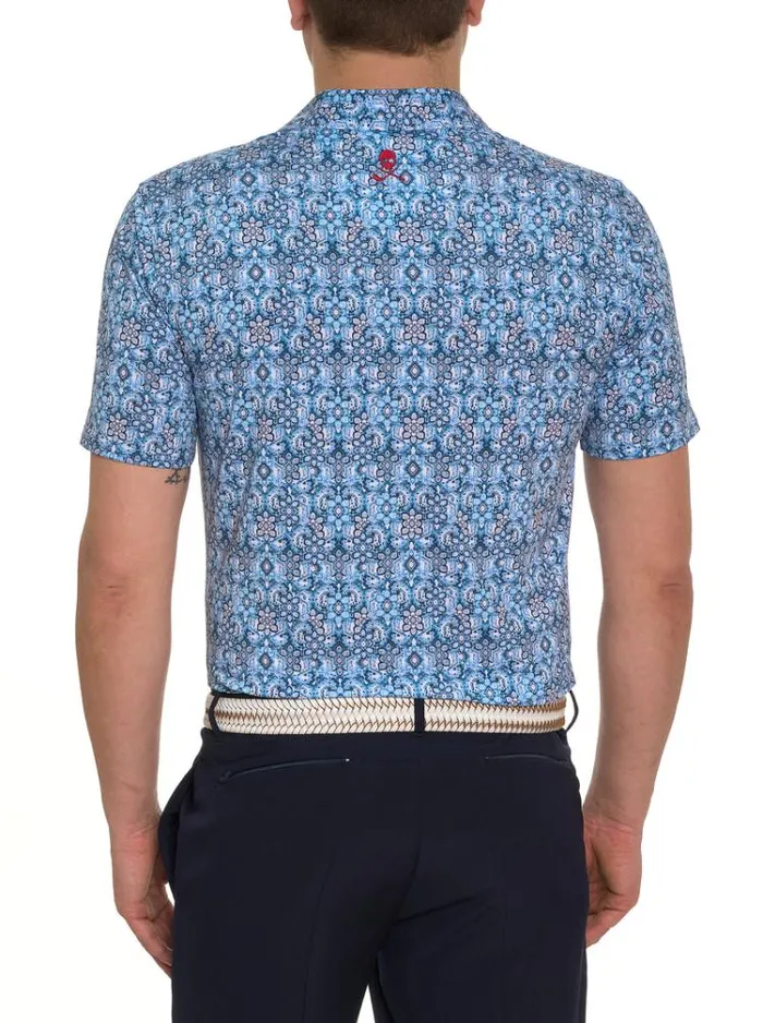 Men MEDALLION TILES PERFORMANCE POLO Navy Robert Graham Polos and TShirts