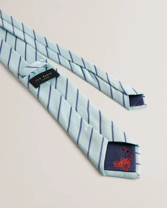 Men NIELS 8211 Pin Stripe Linen Silk Tie Light Green Ted Baker Ties and Bowties