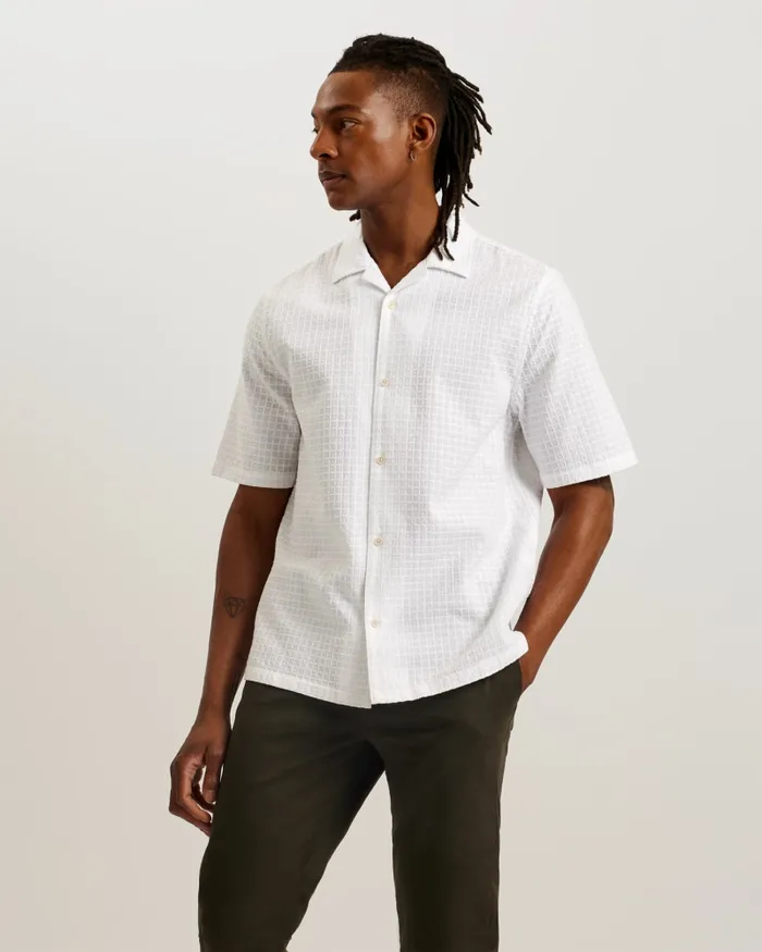Men OISE 8211 Relaxed Fit Textured Cotton Shirt White Ted Baker Shirts Men OISE 8211 Relaxed Fit Textured Cotton Shirt White Ted Baker Shirts