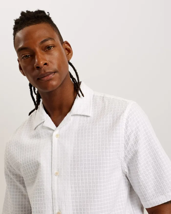 Men OISE 8211 Relaxed Fit Textured Cotton Shirt White Ted Baker Shirts Men OISE 8211 Relaxed Fit Textured Cotton Shirt White Ted Baker Shirts