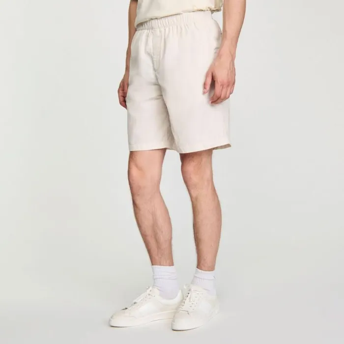 Men Pants and Shorts SANDRO Technical Fabric Bermuda Shorts Ivory
