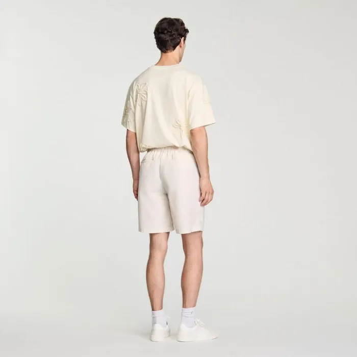 Men Pants and Shorts SANDRO Technical Fabric Bermuda Shorts Ivory