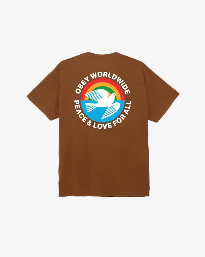Men PEACE and LOVE FOR ALL PIGMENT TSHIRT Pigment Mocha Bisque OBEY Clothing TSHIRTS