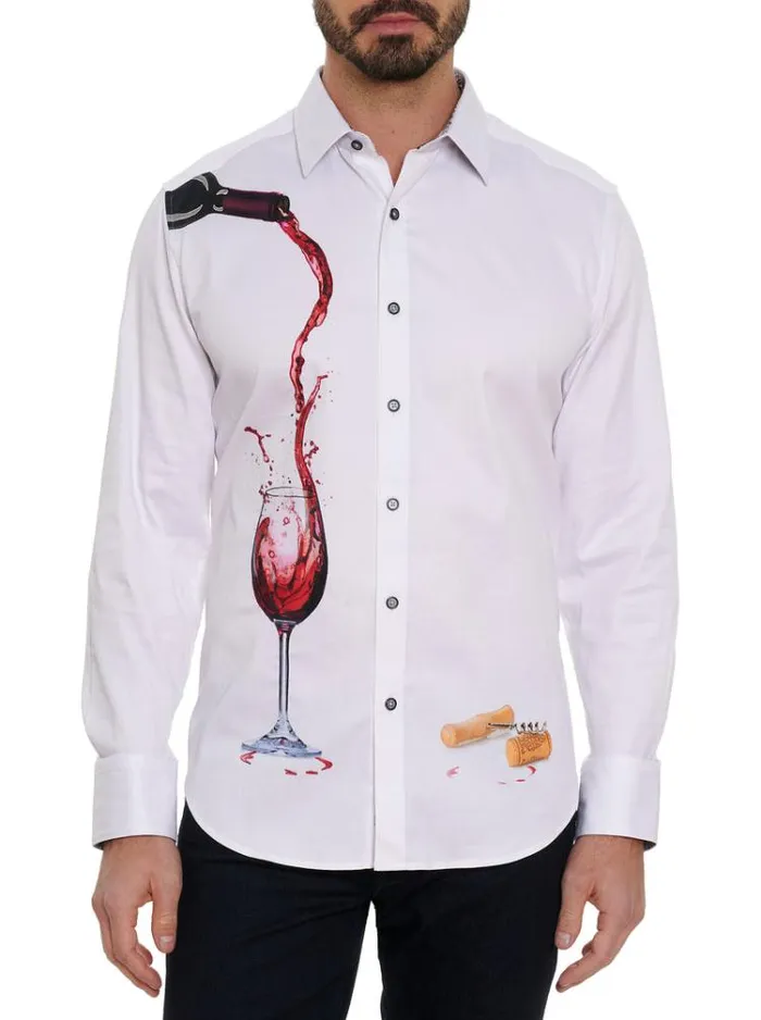 Men PINOT NOIR 2 LONG SLEEVE BUTTON DOWN SHIRT White Robert Graham Button Down Shirts