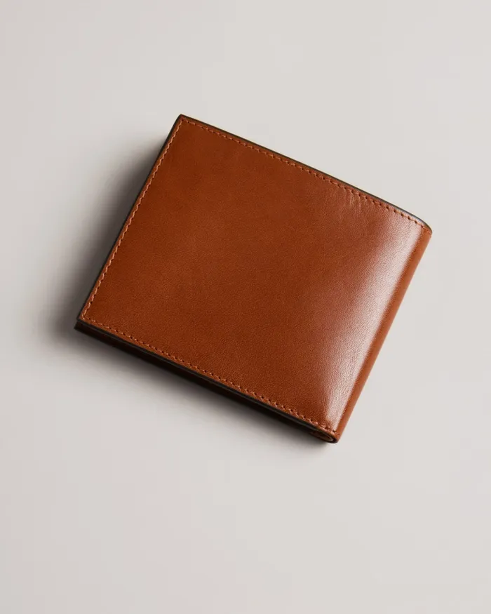 Men PRUGS 8211 Embossed Corner Leather Bifold Coin Wallet Tan Ted Baker Wallets and Cardholders