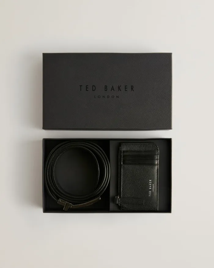 Men SANTEL 8211 Saffiano Leather Belt And Cardholder Set Black Ted Baker Wallets and Cardholders Men SANTEL 8211 Saffiano Leather Belt And Cardholder Set Black Ted Baker Wallets and Cardholders