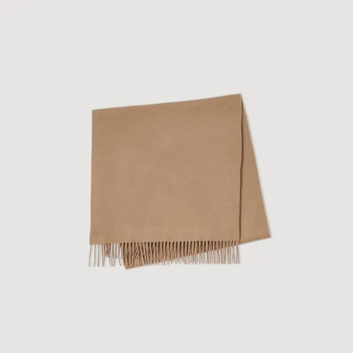Men Scarves SANDRO Wool And Cashmere Scarf Camel