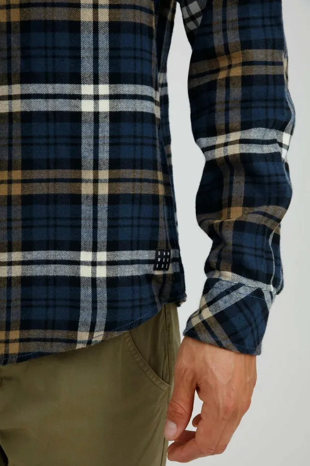 Men Shirts Blend Long Sleeved Shirt Dress Blues
