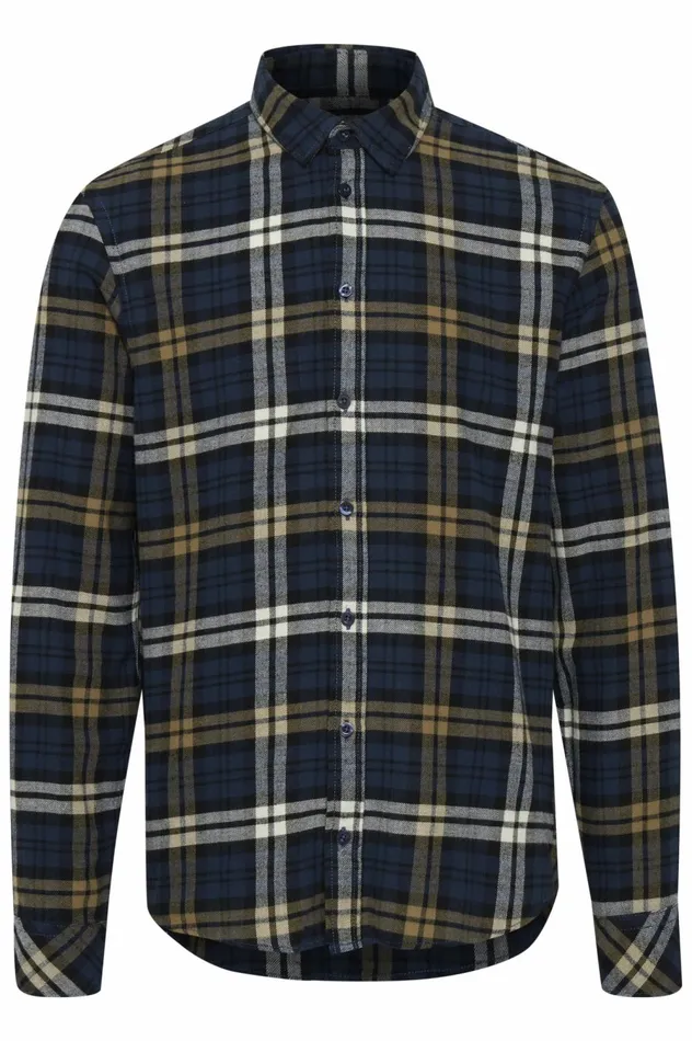 Men Shirts Blend Long Sleeved Shirt Dress Blues