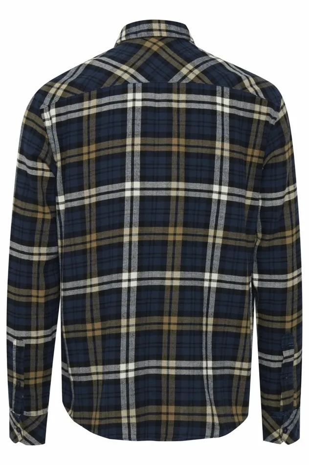 Men Shirts Blend Long Sleeved Shirt Dress Blues