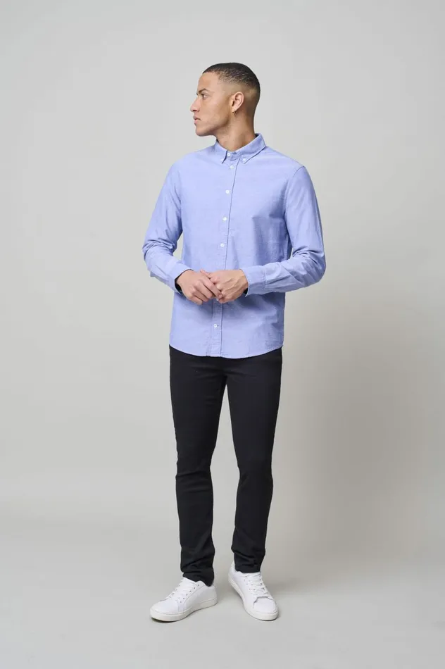 Men Shirts Blend Long Sleeved Shirt Marina Blue