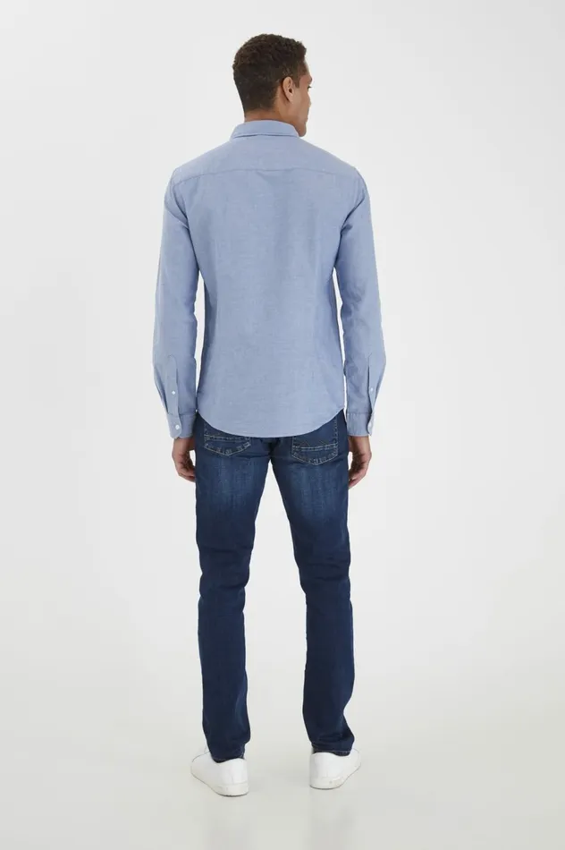 Men Shirts Blend Long Sleeved Shirt Marina Blue
