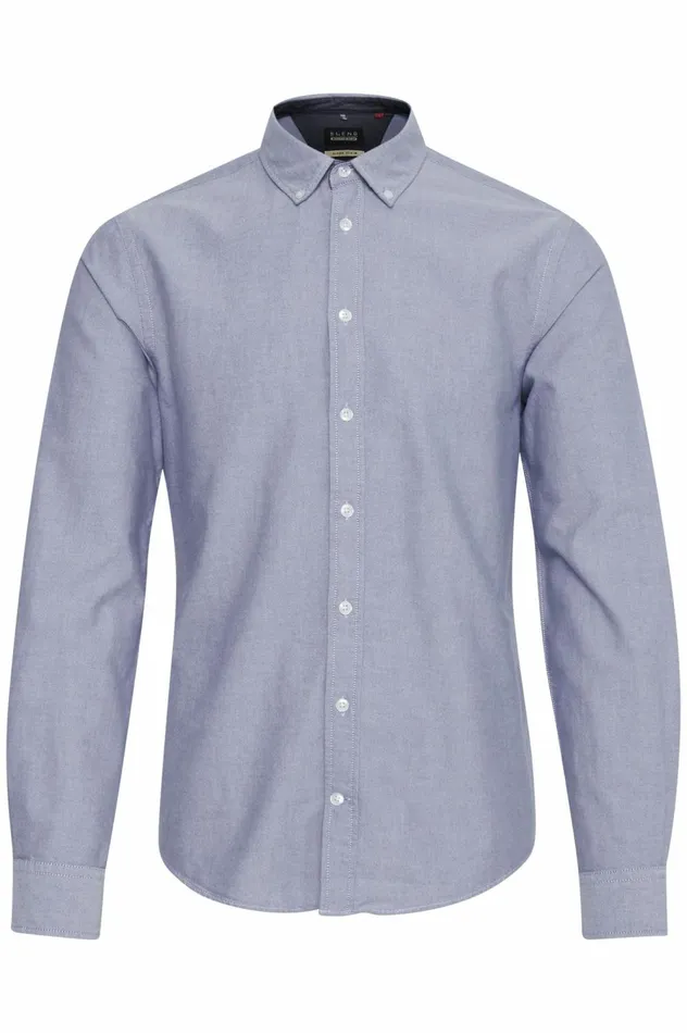 Men Shirts Blend Long Sleeved Shirt Marina Blue