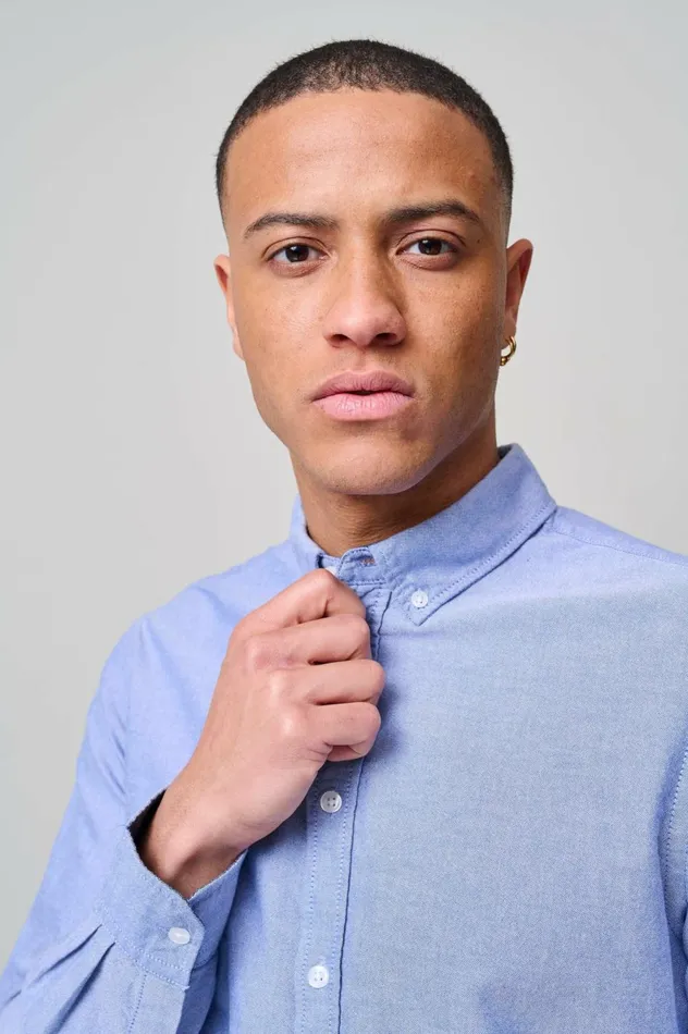 Men Shirts Blend Long Sleeved Shirt Marina Blue