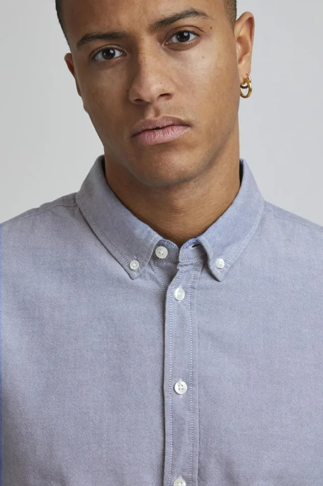 Men Shirts Blend Long Sleeved Shirt Marina Blue