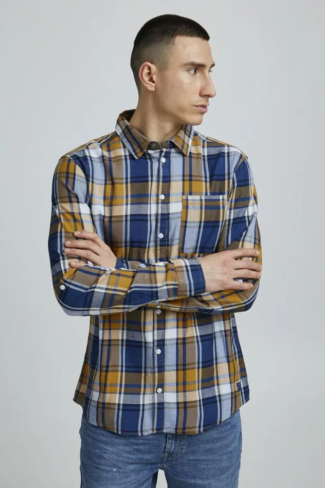 Men Shirts Blend Long Sleeved Shirt Spruce Yellow