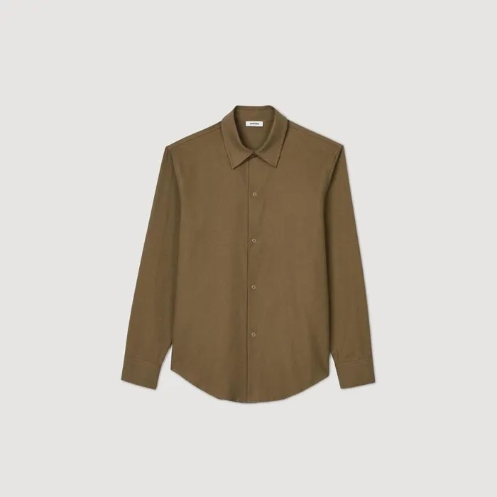 Men Shirts SANDRO Flannel Shirt Olive Green
