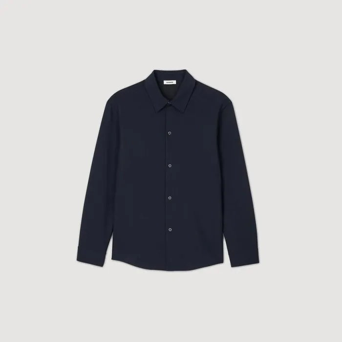 Men Shirts SANDRO Longsleeved Jersey Shirt Navy Blue
