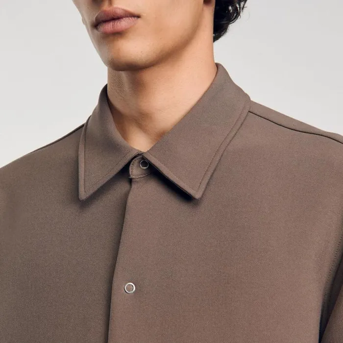 Men Shirts SANDRO Longsleeved Jersey Shirt Taupe