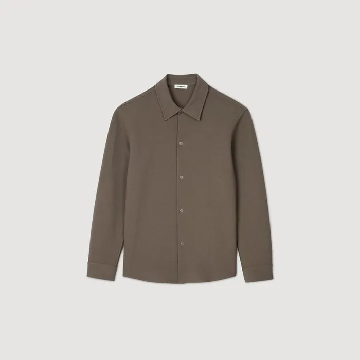 Men Shirts SANDRO Longsleeved Jersey Shirt Taupe