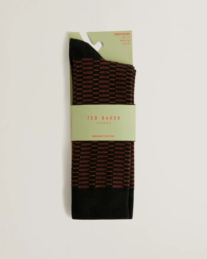 Men SOKKONE 8211 Patterned Crew Socks Brown Ted Baker Socks