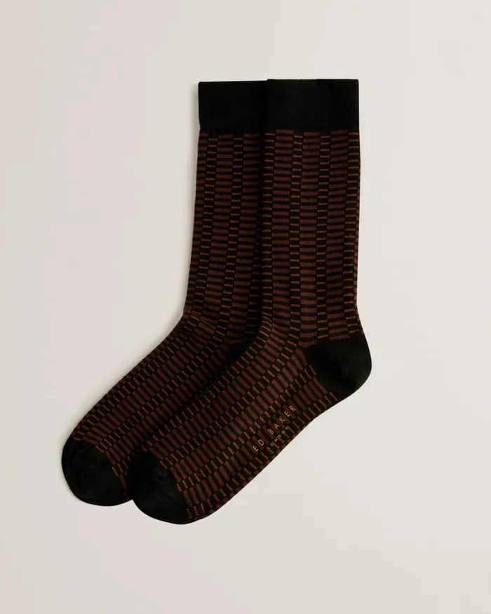 Men SOKKONE 8211 Patterned Crew Socks Brown Ted Baker Socks