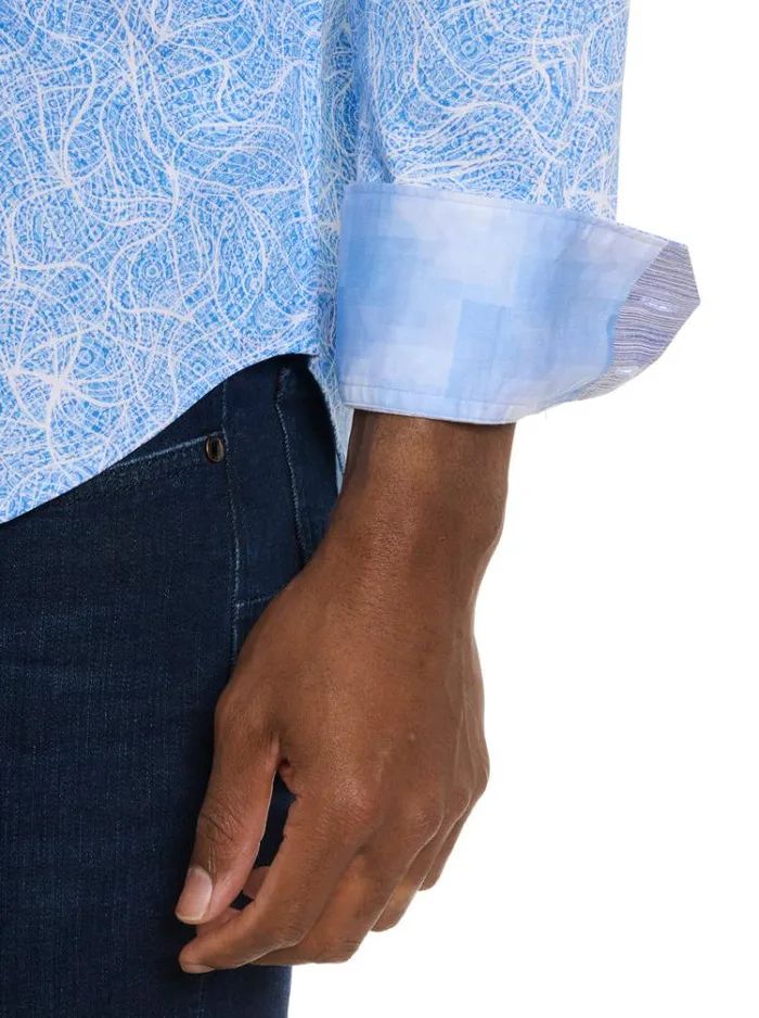 Men STELVIO LONG SLEEVE BUTTON DOWN SHIRT Light Blue Robert Graham Button Down Shirts