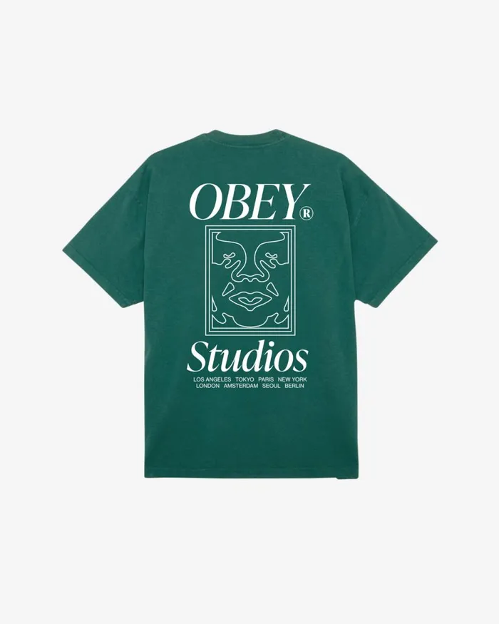 Men STUDIOS ICON HEAVYWEIGHT TSHIRT Jet Black OBEY Clothing TSHIRTS