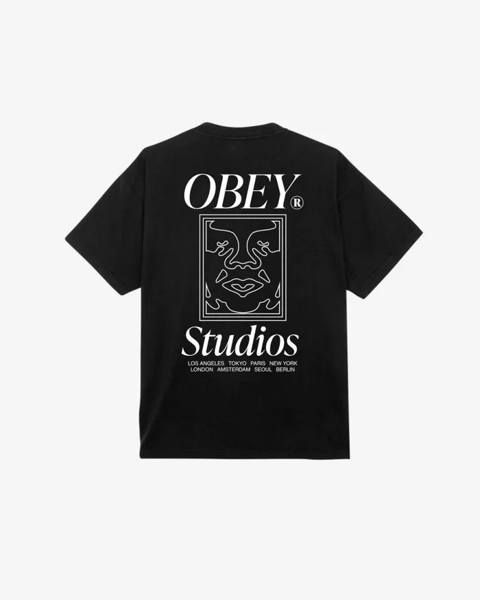 Men STUDIOS ICON HEAVYWEIGHT TSHIRT Jet Black OBEY Clothing TSHIRTS