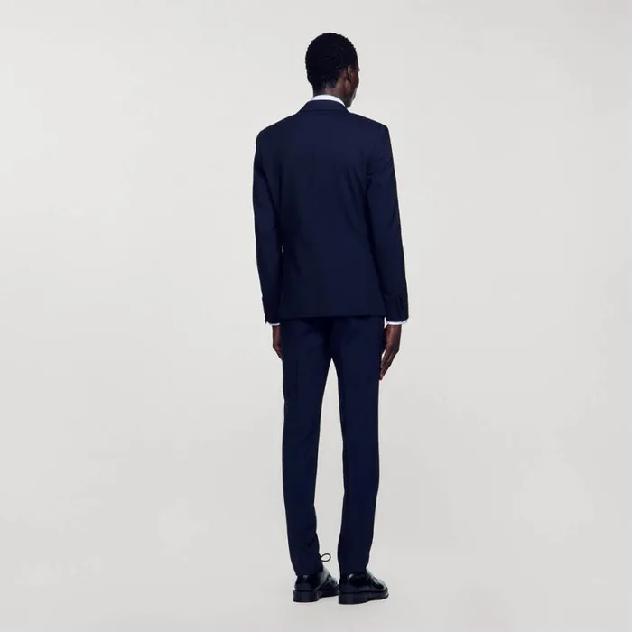 Men Suits and Blazers SANDRO Classic Wool Suit Jacket Navy Blue