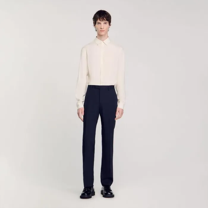 Men Suits and Blazers SANDRO Suit Trousers Navy Blue