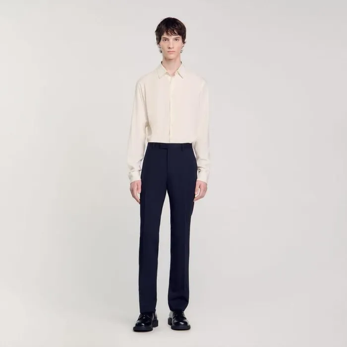 Men Suits and Blazers SANDRO Suit Trousers Navy Blue