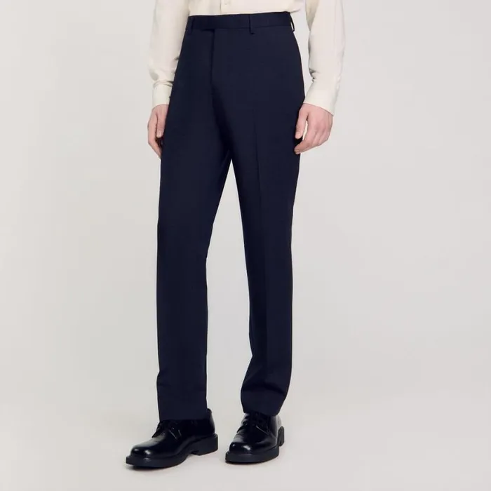 Men Suits and Blazers SANDRO Suit Trousers Navy Blue