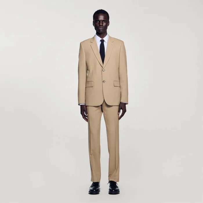 Men Suits and Blazers SANDRO Wool Suit Jacket Beige