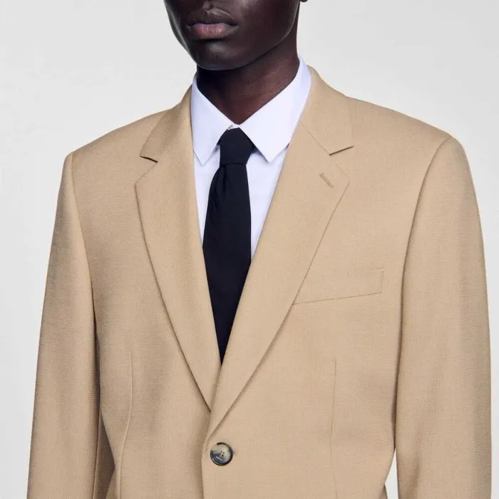 Men Suits and Blazers SANDRO Wool Suit Jacket Beige
