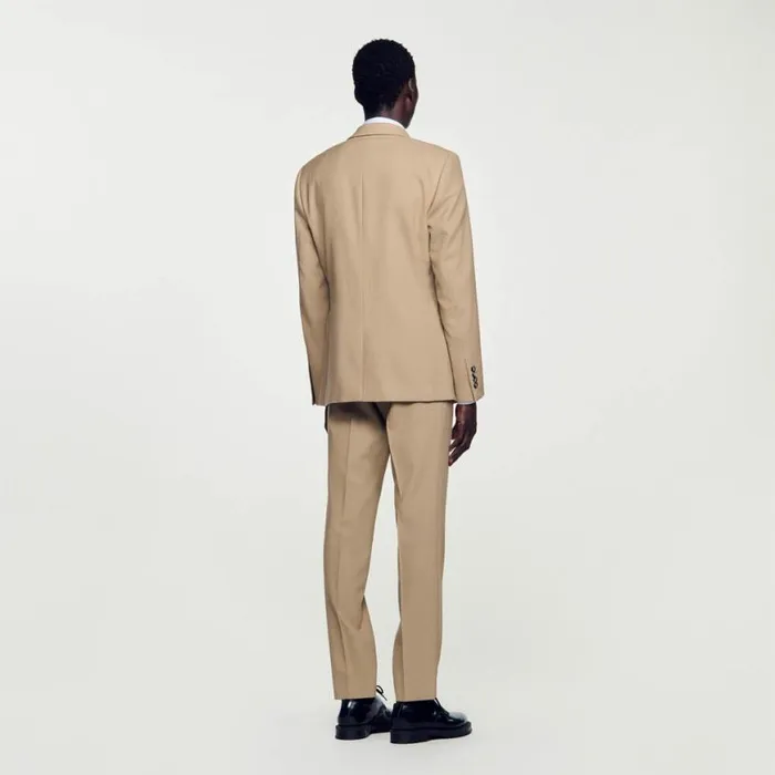 Men Suits and Blazers SANDRO Wool Suit Jacket Beige