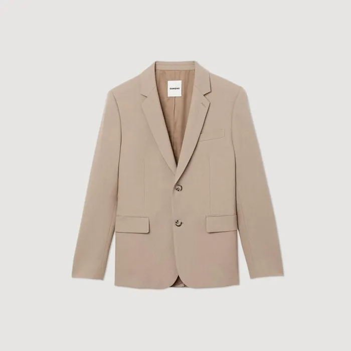 Men Suits and Blazers SANDRO Wool Suit Jacket Beige