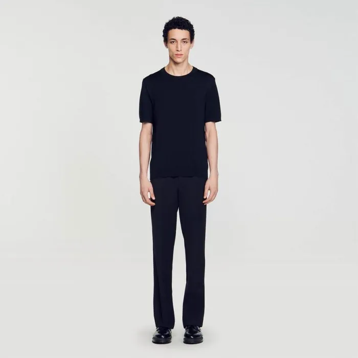 Men Sweaters and Cardigans SANDRO Knitted Tshirt Black
