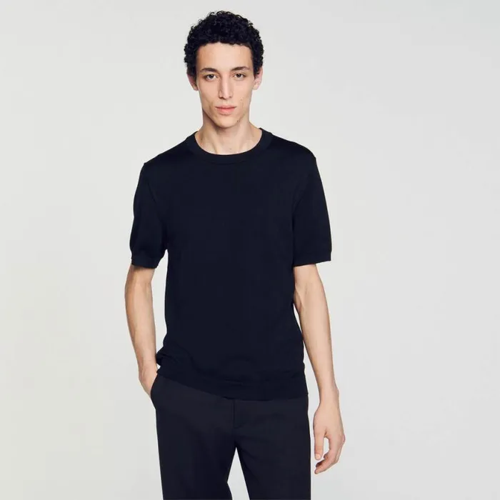 Men Sweaters and Cardigans SANDRO Knitted Tshirt Black